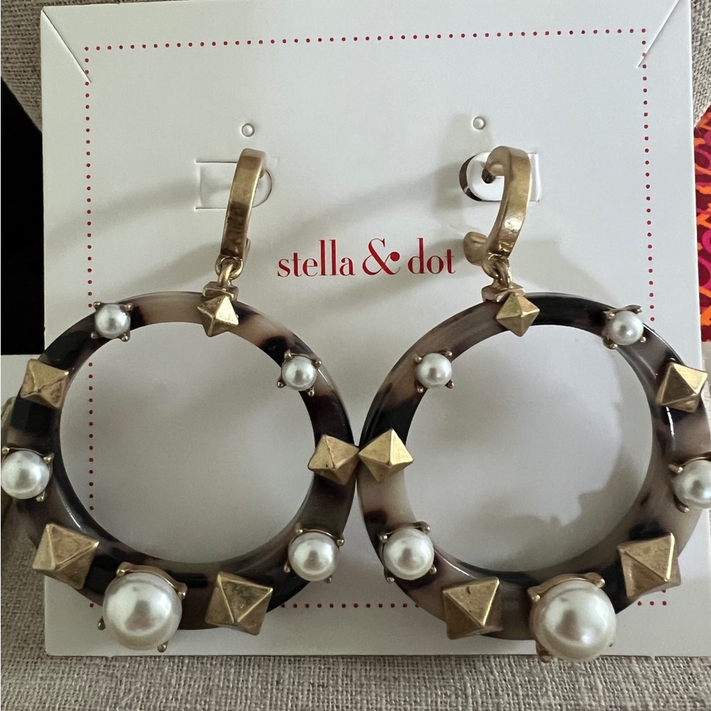 Stella & Dot Tortoise Shell Hoop Earrings